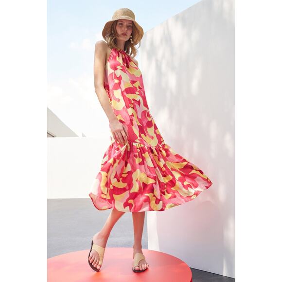Ming Wang Full Swing Maxi Dress Sundress Geometric $270 - Picture 1 of 6